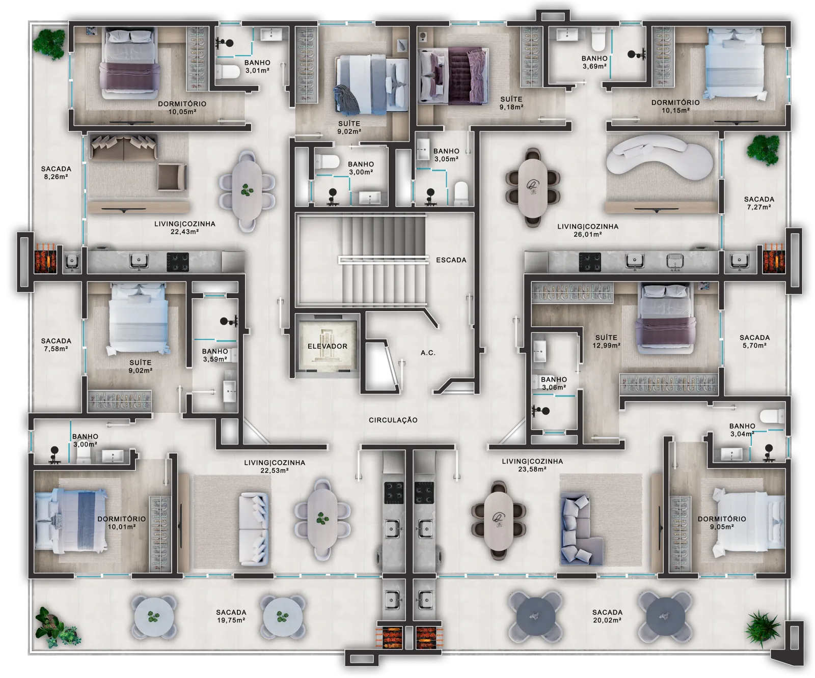 Planta humanizada da cobertura